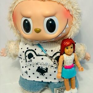 Labubu handmade American Girl Doll on Crossbody Strap. One of a kind
